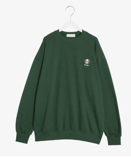 SONA（ソナ）の「SONYUNARA パピー刺繍トレーナー 10colors（スウェット・レディース・スカイブルー/ブラック/ベージュ/ブラウン/レッド/ブルー/グリーン/ミント/クリーム/ライトパープル・FREE）」の5枚目の写真