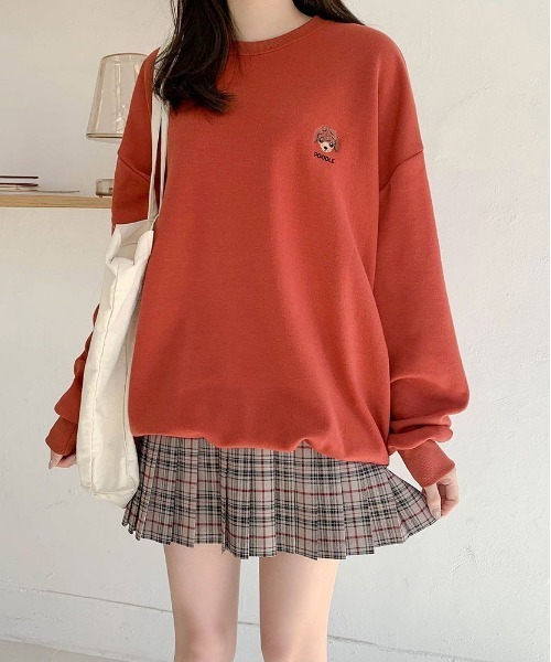 SONA（ソナ）の「SONYUNARA パピー刺繍トレーナー 10colors（スウェット・レディース・スカイブルー/ブラック/ベージュ/ブラウン/レッド/ブルー/グリーン/ミント/クリーム/ライトパープル・FREE）」の11枚目の写真