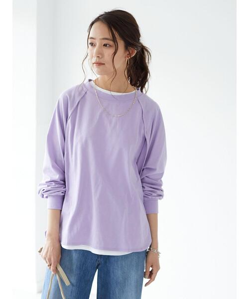 CRAFT STANDARD BOUTIQUE（クラフトスタンダードブティック）の「レイヤード風Tシャツ　＊（Tシャツ/カットソー・レディース・チャコールグレー/パープル/グリーン/アイボリー・FREE）」の19枚目の写真