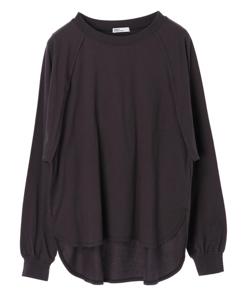 CRAFT STANDARD BOUTIQUE（クラフトスタンダードブティック）の「レイヤード風Tシャツ　＊（Tシャツ/カットソー・レディース・チャコールグレー/パープル/グリーン/アイボリー・FREE）」の3枚目の写真