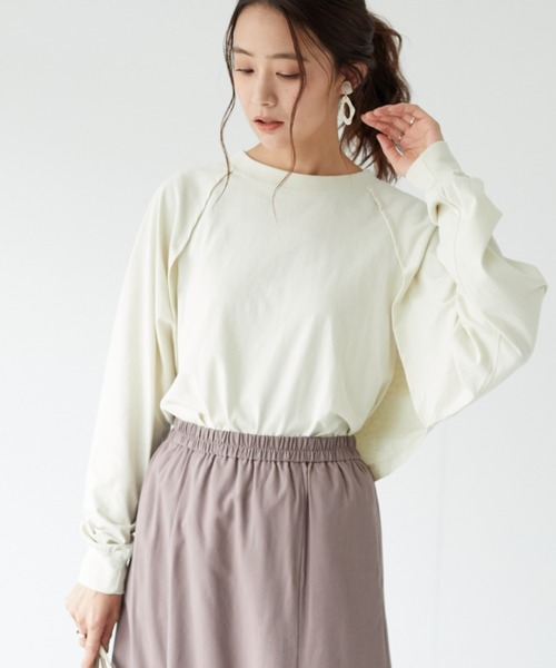 CRAFT STANDARD BOUTIQUE（クラフトスタンダードブティック）の「レイヤード風Tシャツ　＊（Tシャツ/カットソー・レディース・チャコールグレー/パープル/グリーン/アイボリー・FREE）」の13枚目の写真