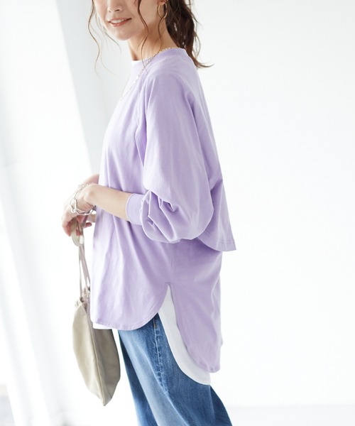 CRAFT STANDARD BOUTIQUE（クラフトスタンダードブティック）の「レイヤード風Tシャツ　＊（Tシャツ/カットソー・レディース・チャコールグレー/パープル/グリーン/アイボリー・FREE）」の17枚目の写真