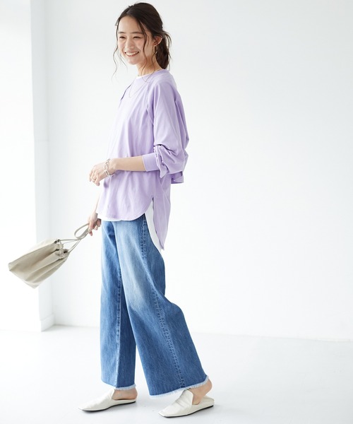 CRAFT STANDARD BOUTIQUE（クラフトスタンダードブティック）の「レイヤード風Tシャツ　＊（Tシャツ/カットソー・レディース・チャコールグレー/パープル/グリーン/アイボリー・FREE）」の15枚目の写真