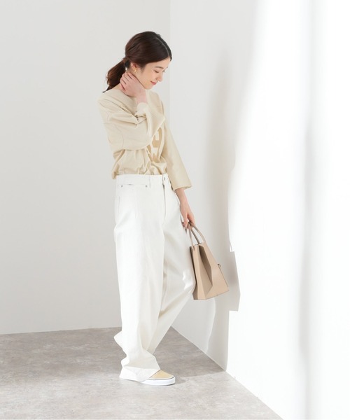SLOBE IENA(スローブイエナ)の「コットンスラブフットボールTEE【手洗い可能】◆(Tシャツ/カットソー・レディース・グリーン/アイボリー・FREE)」の6枚目の写真