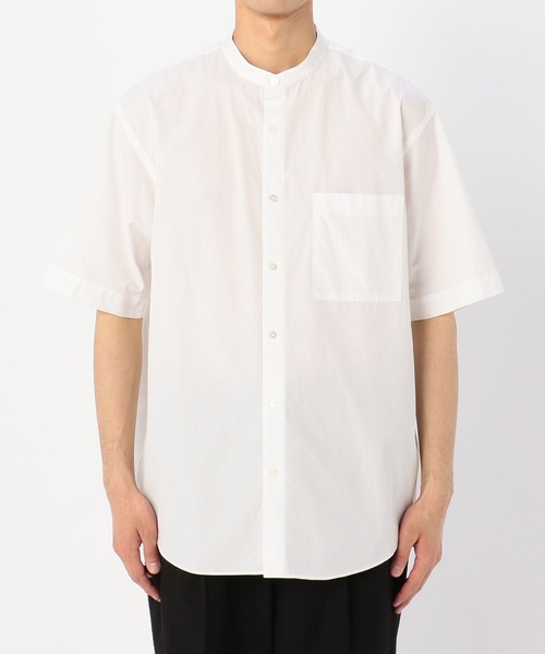 Morris & Sons（モリスアンドサンズ）の「【MORRIS & SONS】半袖バンドカラーシャツ MEN（シャツ/ブラウス・メンズ・ホワイト/ブラック/ベージュ・2/3）」の2枚目の写真