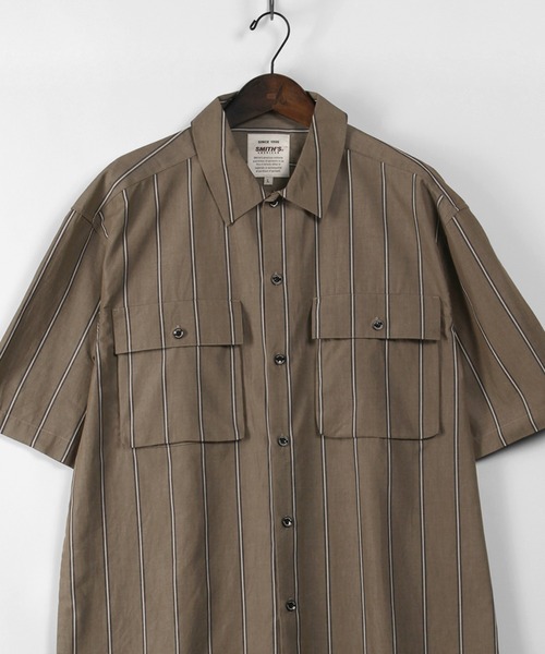 SMITH'S(スミス)の「【SMITH'S AMERICAN/スミスアメリカン】オーバーサイズ ツイルワーク半袖シャツ(シャツ/ブラウス・メンズ・アッシュグレー/ブラック/ベージュ・M/L/XL)」の13枚目の写真