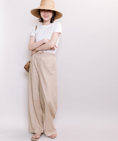 ELVENCE DEUX(エルベンスドゥ)の「レーヨンアサワイドPT(その他パンツ・レディース・ベージュ/ブルー/グリーン/キナリ・S/M/L)」の1枚目の写真