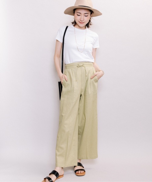 ELVENCE DEUX(エルベンスドゥ)の「レーヨンアサワイドPT(その他パンツ・レディース・ベージュ/ブルー/グリーン/キナリ・S/M/L)」の3枚目の写真