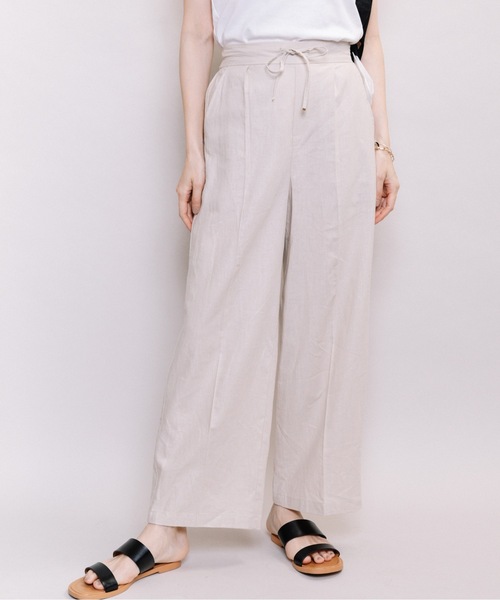 ELVENCE DEUX(エルベンスドゥ)の「レーヨンアサワイドPT(その他パンツ・レディース・ベージュ/ブルー/グリーン/キナリ・S/M/L)」の2枚目の写真