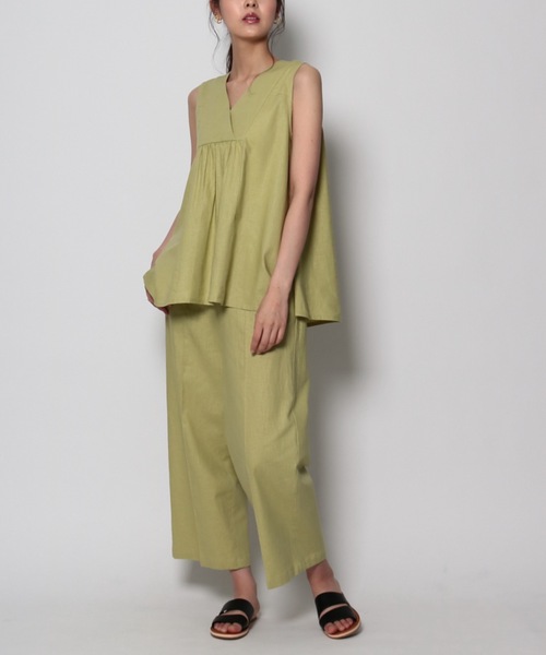 ELVENCE DEUX(エルベンスドゥ)の「レーヨンアサワイドPT(その他パンツ・レディース・ベージュ/ブルー/グリーン/キナリ・S/M/L)」の7枚目の写真