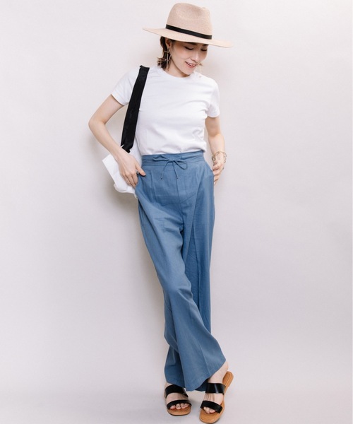 ELVENCE DEUX(エルベンスドゥ)の「レーヨンアサワイドPT(その他パンツ・レディース・ベージュ/ブルー/グリーン/キナリ・S/M/L)」の19枚目の写真