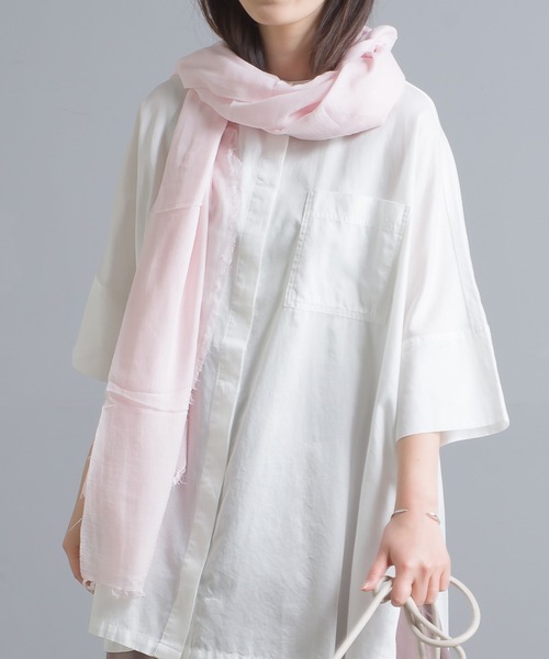 OMNES（オムネス）の「マイクロモダールシルクフリンジストール（ストール/ショール・レディース・ピンク系その他/ブルー系その他・FREE）」の2枚目の写真