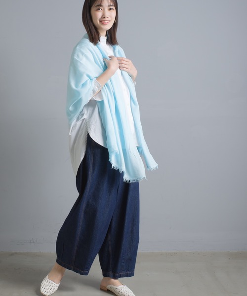 OMNES（オムネス）の「マイクロモダールシルクフリンジストール（ストール/ショール・レディース・ピンク系その他/ブルー系その他・FREE）」の3枚目の写真