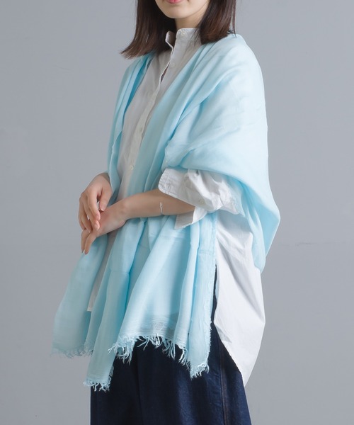 OMNES（オムネス）の「マイクロモダールシルクフリンジストール（ストール/ショール・レディース・ピンク系その他/ブルー系その他・FREE）」の4枚目の写真