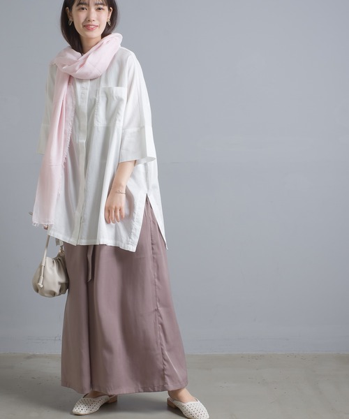 OMNES（オムネス）の「マイクロモダールシルクフリンジストール（ストール/ショール・レディース・ピンク系その他/ブルー系その他・FREE）」の7枚目の写真