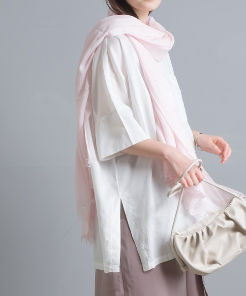 OMNES（オムネス）の「マイクロモダールシルクフリンジストール（ストール/ショール・レディース・ピンク系その他/ブルー系その他・FREE）」の8枚目の写真