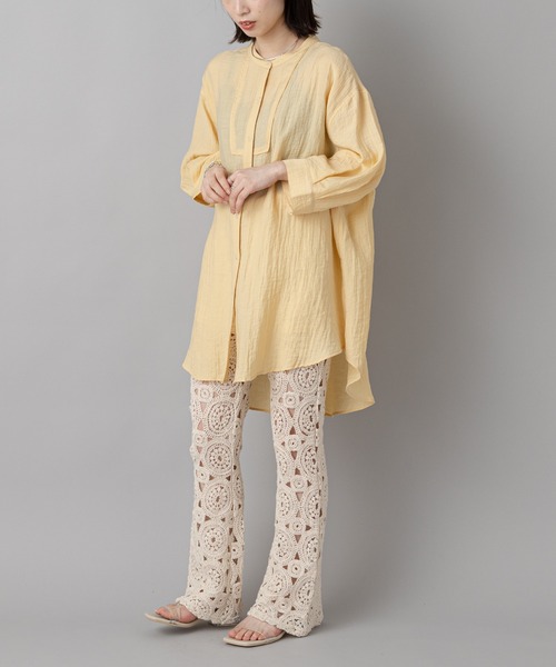 CIAOPANIC（チャオパニック）の「【SCENE by ciaopanic/シーン バイ チャオパニック】クロシェレースニットイージーパンツ/WEB・一部店舗限定（スラックス・レディース・ブラック/アイボリー・FREE）」の4枚目の写真