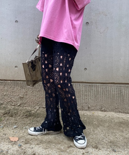 CIAOPANIC（チャオパニック）の「【SCENE by ciaopanic/シーン バイ チャオパニック】クロシェレースニットイージーパンツ/WEB・一部店舗限定（スラックス・レディース・ブラック/アイボリー・FREE）」の14枚目の写真