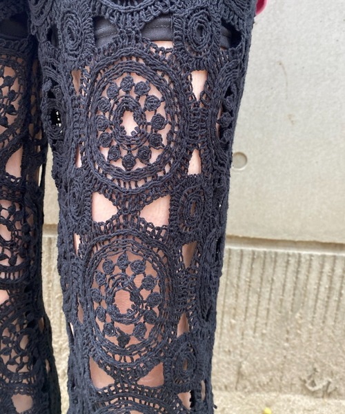 CIAOPANIC（チャオパニック）の「【SCENE by ciaopanic/シーン バイ チャオパニック】クロシェレースニットイージーパンツ/WEB・一部店舗限定（スラックス・レディース・ブラック/アイボリー・FREE）」の12枚目の写真