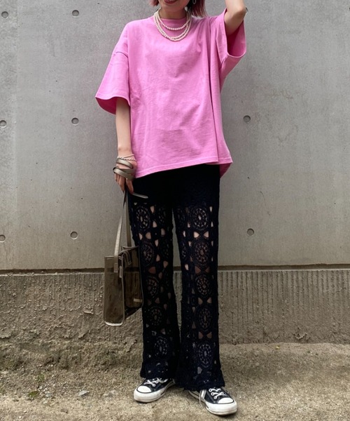 CIAOPANIC（チャオパニック）の「【SCENE by ciaopanic/シーン バイ チャオパニック】クロシェレースニットイージーパンツ/WEB・一部店舗限定（スラックス・レディース・ブラック/アイボリー・FREE）」の13枚目の写真