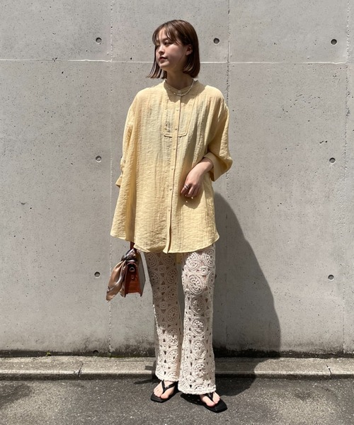 CIAOPANIC（チャオパニック）の「【SCENE by ciaopanic/シーン バイ チャオパニック】クロシェレースニットイージーパンツ/WEB・一部店舗限定（スラックス・レディース・ブラック/アイボリー・FREE）」の6枚目の写真