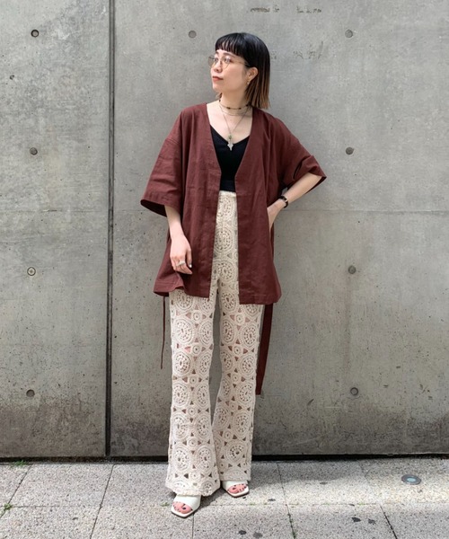 CIAOPANIC（チャオパニック）の「【SCENE by ciaopanic/シーン バイ チャオパニック】クロシェレースニットイージーパンツ/WEB・一部店舗限定（スラックス・レディース・ブラック/アイボリー・FREE）」の9枚目の写真