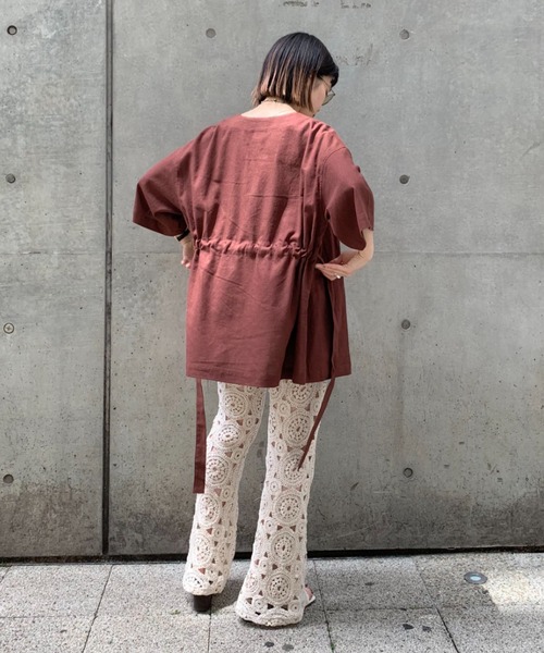 CIAOPANIC（チャオパニック）の「【SCENE by ciaopanic/シーン バイ チャオパニック】クロシェレースニットイージーパンツ/WEB・一部店舗限定（スラックス・レディース・ブラック/アイボリー・FREE）」の10枚目の写真