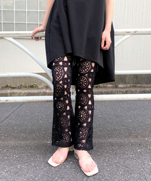 CIAOPANIC（チャオパニック）の「【SCENE by ciaopanic/シーン バイ チャオパニック】クロシェレースニットイージーパンツ/WEB・一部店舗限定（スラックス・レディース・ブラック/アイボリー・FREE）」の17枚目の写真