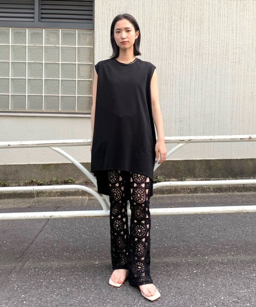 CIAOPANIC（チャオパニック）の「【SCENE by ciaopanic/シーン バイ チャオパニック】クロシェレースニットイージーパンツ/WEB・一部店舗限定（スラックス・レディース・ブラック/アイボリー・FREE）」の18枚目の写真