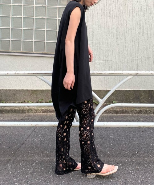 CIAOPANIC（チャオパニック）の「【SCENE by ciaopanic/シーン バイ チャオパニック】クロシェレースニットイージーパンツ/WEB・一部店舗限定（スラックス・レディース・ブラック/アイボリー・FREE）」の20枚目の写真