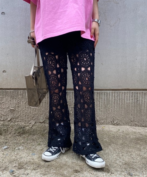 CIAOPANIC（チャオパニック）の「【SCENE by ciaopanic/シーン バイ チャオパニック】クロシェレースニットイージーパンツ/WEB・一部店舗限定（スラックス・レディース・ブラック/アイボリー・FREE）」の21枚目の写真