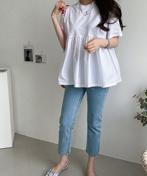 meJane(ミージェーン)の「異素材フリル切替カットTシャツ【ZOZOTOWN限定】(Tシャツ/カットソー・レディース・ホワイト/ブラック・FREE)」の5枚目の写真