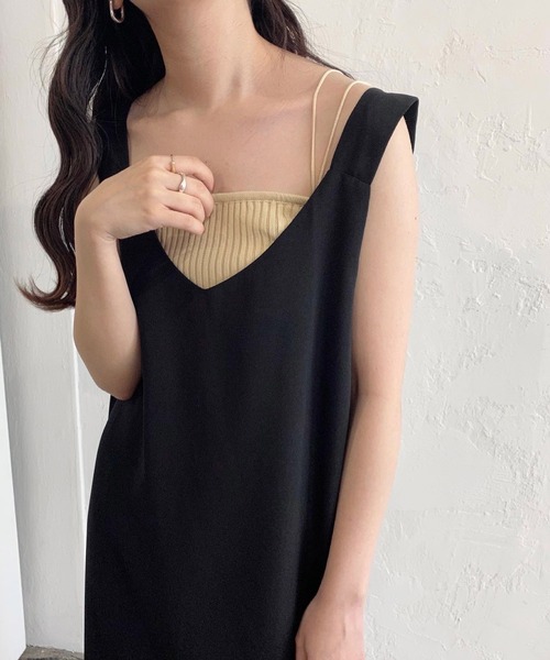 lawgy（ラウジー）の「rib knit camisole（キャミソール・レディース・ホワイト/ベージュ/ブラック・FREE）」の3枚目の写真