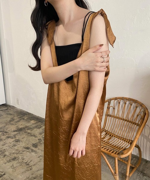 lawgy（ラウジー）の「rib knit camisole（キャミソール・レディース・ホワイト/ベージュ/ブラック・FREE）」の6枚目の写真