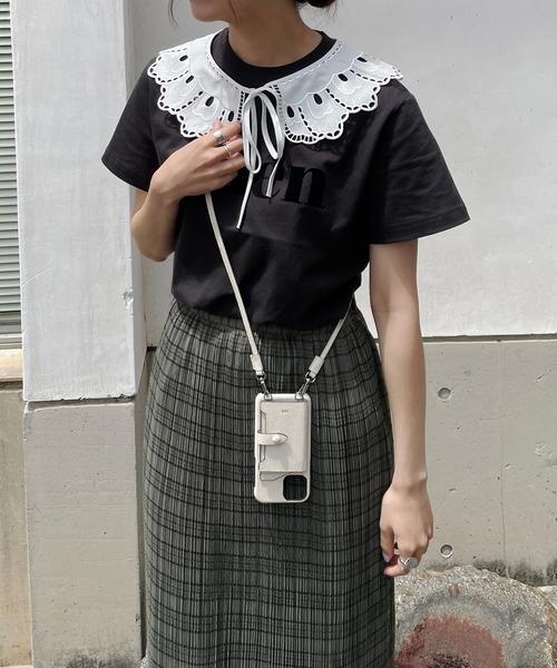 CAPRICIEUX LE'MAGE（カプリシューレマージュ）の「付け襟Eden Tシャツ（Tシャツ/カットソー・レディース・チャコールグレー/ホワイト・FREE）」の2枚目の写真