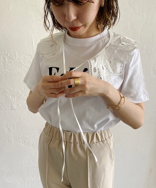 CAPRICIEUX LE'MAGE（カプリシューレマージュ）の「付け襟Eden Tシャツ（Tシャツ/カットソー・レディース・チャコールグレー/ホワイト・FREE）」の9枚目の写真