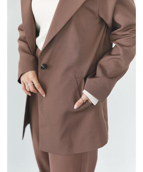 SLURR（スラ―）の「ロング丈テーラージャケット(セットアップ)（テーラードジャケット・レディース・アイボリー/チョコ・FREE）」の18枚目の写真