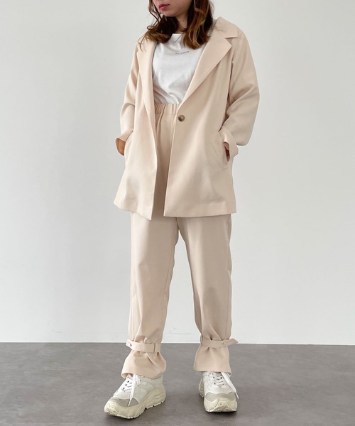 SLURR（スラ―）の「ロング丈テーラージャケット(セットアップ)（テーラードジャケット・レディース・アイボリー/チョコ・FREE）」の5枚目の写真