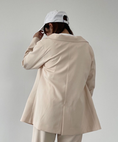 SLURR（スラ―）の「ロング丈テーラージャケット(セットアップ)（テーラードジャケット・レディース・アイボリー/チョコ・FREE）」の3枚目の写真