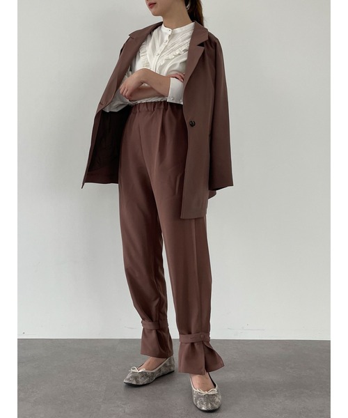 SLURR（スラ―）の「ロング丈テーラージャケット(セットアップ)（テーラードジャケット・レディース・アイボリー/チョコ・FREE）」の7枚目の写真