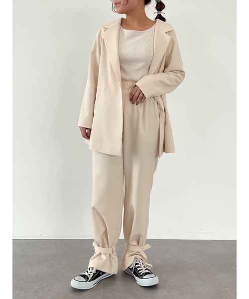 SLURR（スラ―）の「ロング丈テーラージャケット(セットアップ)（テーラードジャケット・レディース・アイボリー/チョコ・FREE）」の10枚目の写真