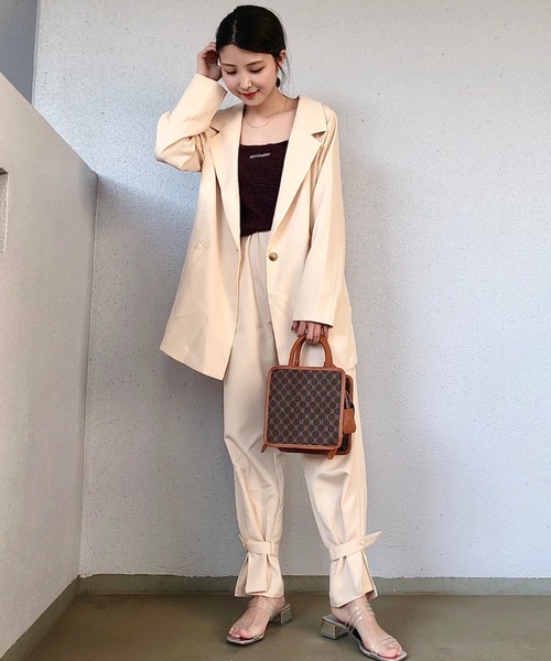 SLURR（スラ―）の「ロング丈テーラージャケット(セットアップ)（テーラードジャケット・レディース・アイボリー/チョコ・FREE）」の13枚目の写真