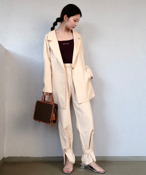 SLURR（スラ―）の「ロング丈テーラージャケット(セットアップ)（テーラードジャケット・レディース・アイボリー/チョコ・FREE）」の14枚目の写真