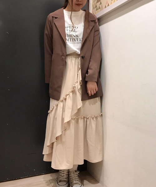 SLURR（スラ―）の「ロング丈テーラージャケット(セットアップ)（テーラードジャケット・レディース・アイボリー/チョコ・FREE）」の15枚目の写真