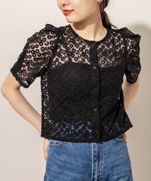 [mline] WEB限定 レースパフブラウス