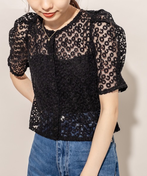 mline（エムライン）の「[mline] WEB限定 レースパフブラウス（シャツ/ブラウス・レディース・ブラック/ベージュ/アイボリー・FREE）」の8枚目の写真