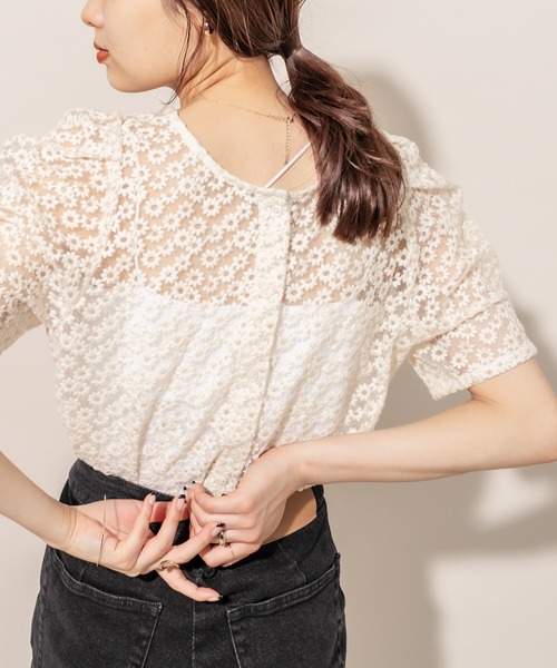 mline（エムライン）の「[mline] WEB限定 レースパフブラウス（シャツ/ブラウス・レディース・ブラック/ベージュ/アイボリー・FREE）」の10枚目の写真
