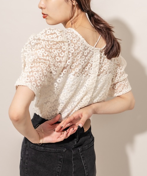 mline（エムライン）の「[mline] WEB限定 レースパフブラウス（シャツ/ブラウス・レディース・ブラック/ベージュ/アイボリー・FREE）」の11枚目の写真