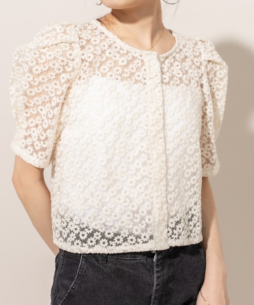 mline（エムライン）の「[mline] WEB限定 レースパフブラウス（シャツ/ブラウス・レディース・ブラック/ベージュ/アイボリー・FREE）」の21枚目の写真