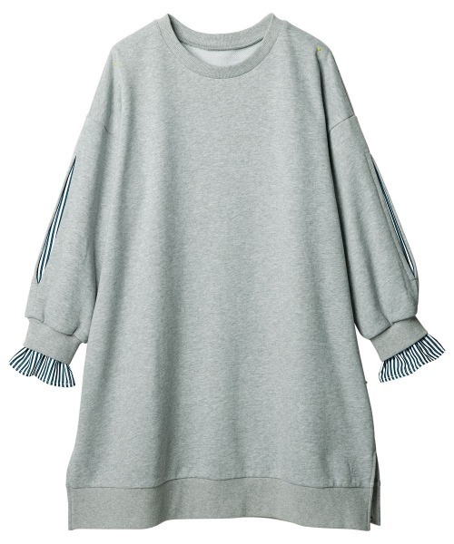 RANAN（ラナン）の「袖スリットカットソーチュニック（Tシャツ/カットソー・レディース・ブラック/杢グレー/サンドグレー/モスグリーン・M/L/LL/3L）」の10枚目の写真